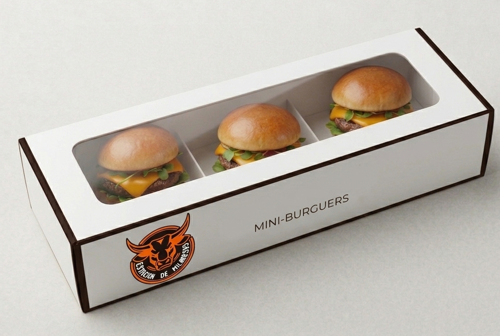 Caja traslúcida mini-burguer